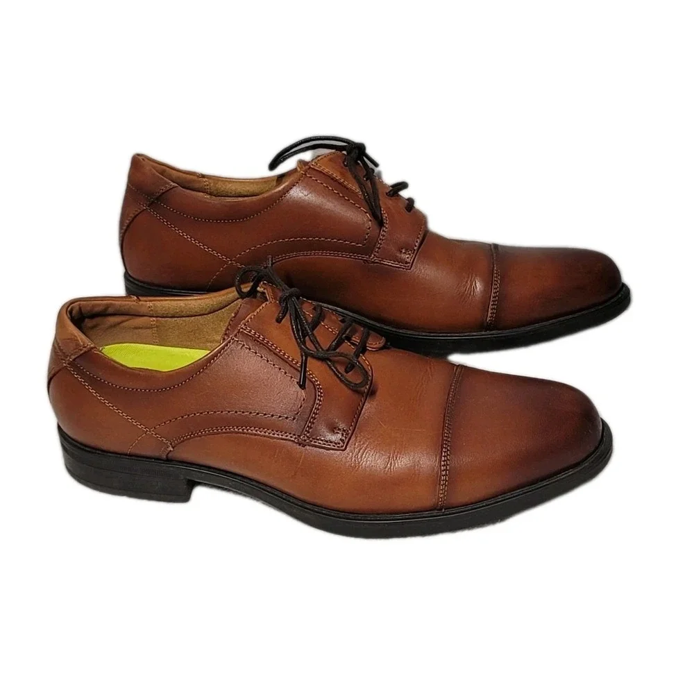 Sharp Florsheim Mens Size 10D Midtown Leather Brown Cap Toe Oxford HTF‎ Shoes
